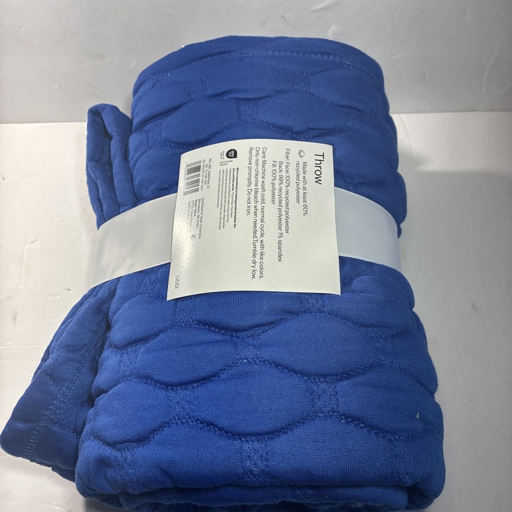 BLUE TRIPLE KNIT BLANKET HEATHERED STANDARD 50 IN X 60 IN BY ROOM ESSENTIAL - Picture 5 of 5